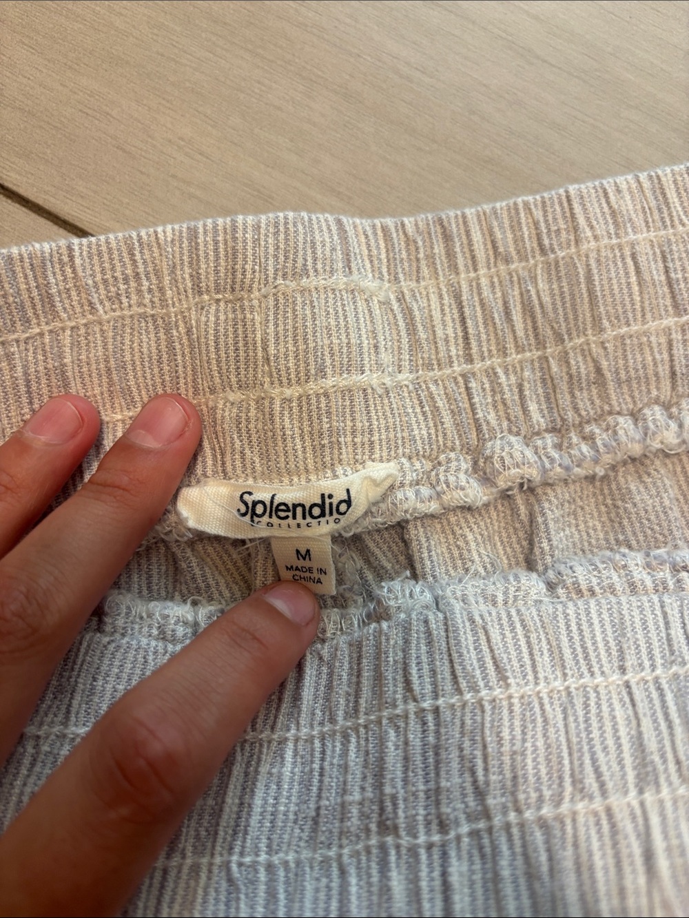 Splendid Cream Ribbed Elastic-Waist Pants - Picture 2 of 4